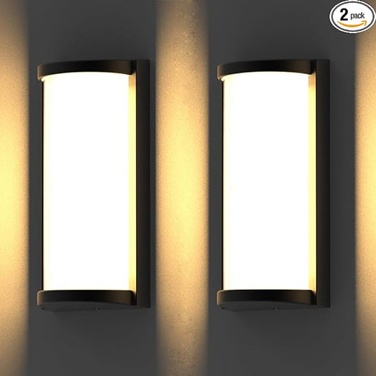 Sytmhoe Modern Exterior Wall Lights, 2Packs 3000k Outdoor Light Fixtures,LED Wall Mounted Lamps,Matte Black Porch&Patio Light for House,IP65 Waterproof for Garage Hallway Stairs Gardens(2packs)