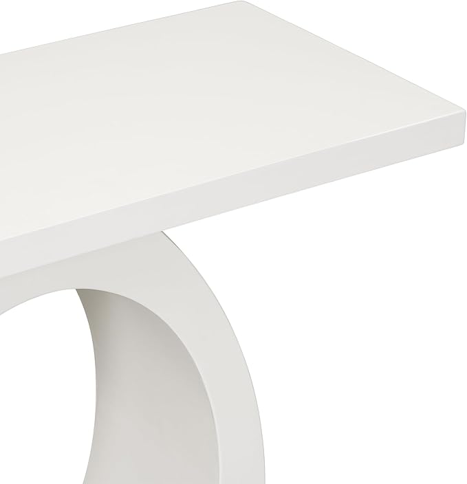 Modern Accent Table 39.4-Inch Wooden Entryway Console Table with Egg-Shaped Base for Living Room Bedroom Hallway Furniture, Beige