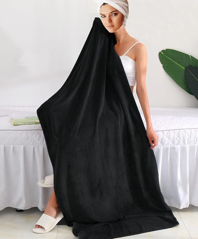 MYLSMPLE Luxury Microfiber Extra Large Bath Towel Beach Bath Sheet Fast Drying Towel Soft Absorbent Hotel Towel(36 Inch X 72 Inch, Black)