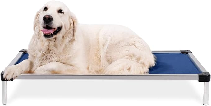 K9 Ballistics Chew Proof Elevated Cooling Dog Bed - Made for Aggressive Chewers, Virtually Indestructible, Ripstop Fabric with No Padding, Pre-Assembled - Large, Blue Quartz