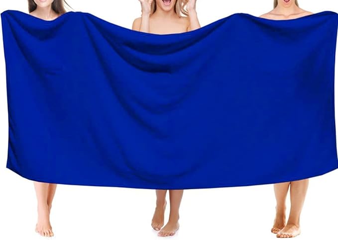 MYLSMPLE Luxury Microfiber Bath Towel Extra Large Bath Sheet Blue Beach Towel Fast Drying Hotel Bathroom Towel (36 Inch X 72 Inch, Dark Blue)