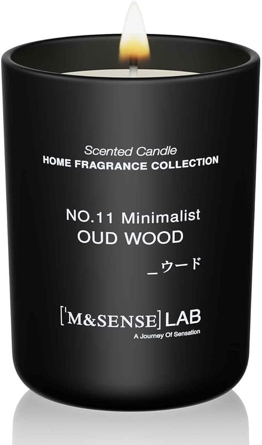 M&SENSE Natural Soy Candle| Oud Wood | 8.82 oz, 50H Burn | Minimalist Christmas Scented Candle for Relaxation, Gifting, Home Décor | for Bedroom, Office, Party Medium