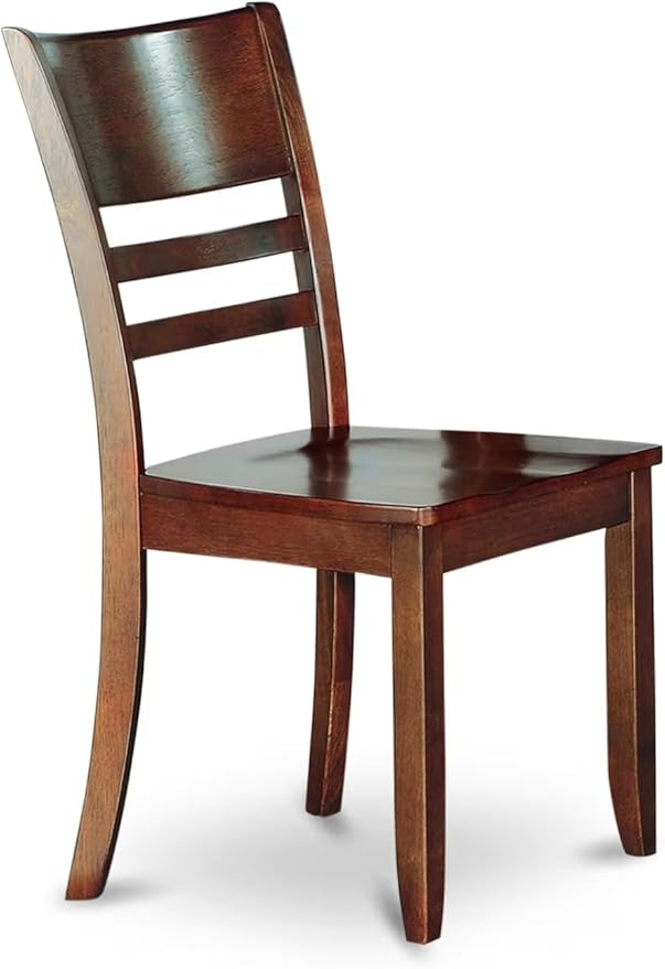 East West Furniture LYC-ESP-W Lynfield Dining Chairs - Ladder Back Wood Seat Kitchen Chairs, Set of 2, Espresso