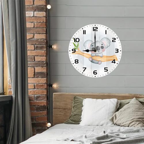 Wall Clock,Koala Kitchen Decor and Accessories, Decorative Battery Operated Clocks for Living Room Bedroom Bathroom Farmhouse 12 Inch