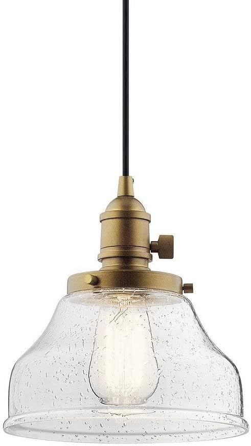 Kichler 43850NBR Avery Pendant, 1-Light 100 Watts, Natural Brass