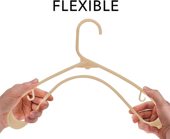 Sharpty Plastic Hangers Clothes Hangers for Clothing, Closet, Coats & Shirts - Durable, Thick, Tough & Space Saving - for Everyday Standard Use, Room Essentials & Basics - 20 Pack - Beige