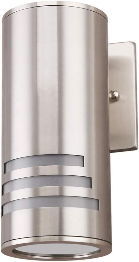 Cerdeco Modern Porch Light Outdoor Wall Lamp Cylinder Wall Sconce Suitable for Garden & Patio Satin Nickel Finished[ UL-Listed ]
