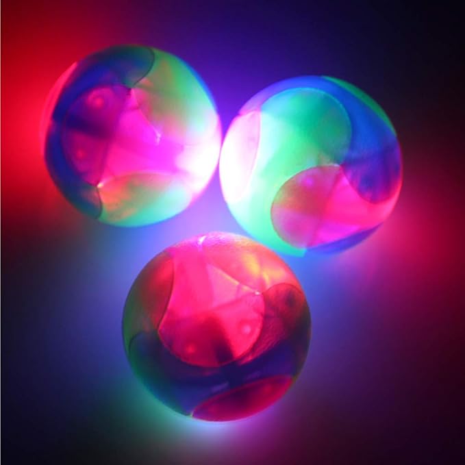 FineInno 2 pcs Large Light Up Dog Balls Flashing Elastic Ball Bouncy Glow in The Dark Interactive Jumping Blinking Dog Ball Pet Toys for Golden Retriever,Labrador,Large Dogs