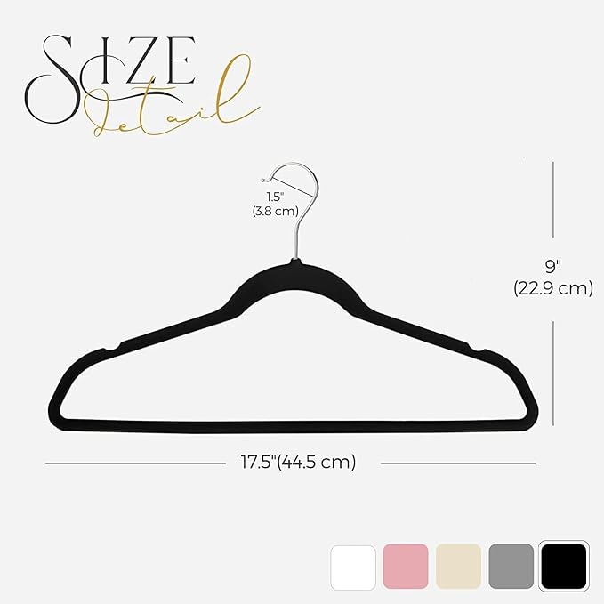 HOUSE DAY Black Velvet Hangers 240 Pack, Premium Non-Slip Felt Clothes Hangers, Sturdy Black Hanger Heavy Duty Durable for Coat, Suit, Space Saving No Hanger Mark Rotating Hook