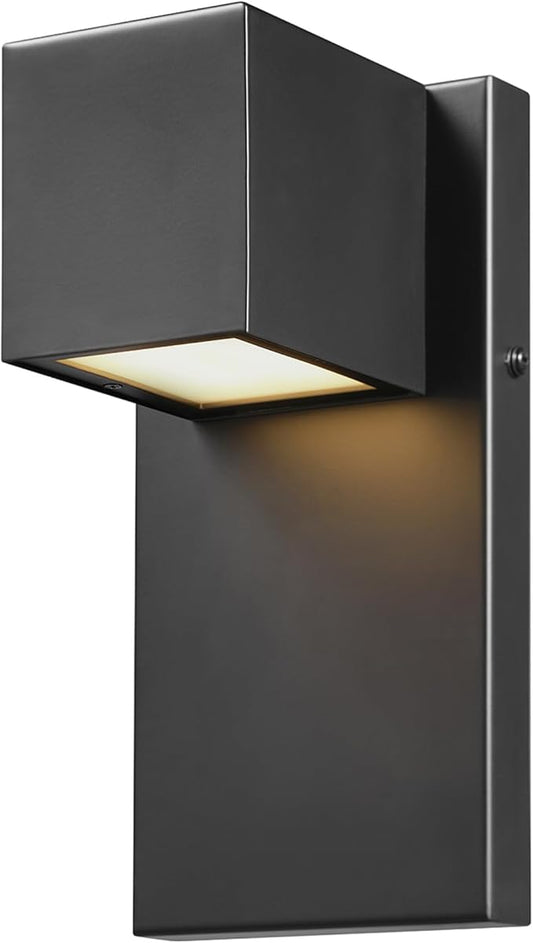 GLOBE Electric 17W Integrated LED Outdoor Wall Sconce, Matte Black, 650 Lumens, 2700K, Dimmable, Weather Resistant, 60000124