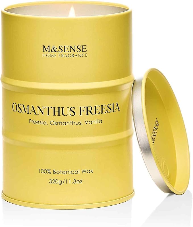 M&SENSE Osmanthus Freesia Scented Candles Natural Non Toxic, Christmas Candle for Stress Relief Meditation Relaxing, Housewarming Gifts for Women Men, 11.3oz 70 Hour Christmas Decor