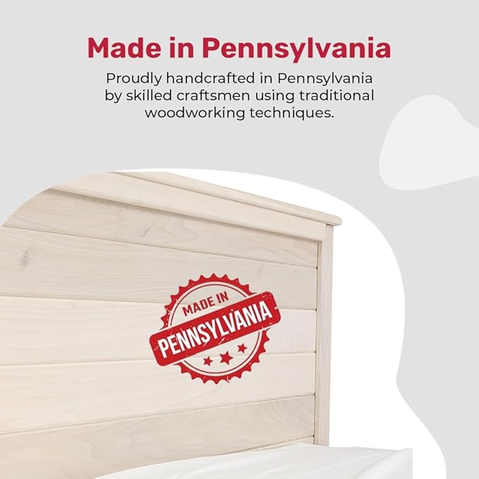 Solid Hardwood Deluxe Platform Bed Frame, Headboard, Footboard & Slats, Quality Crafted in Pennsylvania, USA from Poplar by Mennonite Artisans, No Box Spring Needed, Easy Assembly