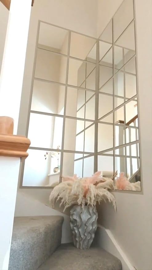 Vlush Full Length Wall & Tiles 10.2'' x 10.2'' x 12PCS Full Body Mirror, Full Length Mirror Wall Mounted Mirrors Decorative for Home Gym, Door, Bedroom & Bathroom