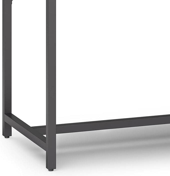 SIMPLIHOME Banting Desk - 72-Inch Wide Solid Hardwood and Metal Writing Desk in Medium Saddle Brown, Modern Industrial Home Office Computer Table for Study with 2 Drawers and Flip-Down Keyboard Tray