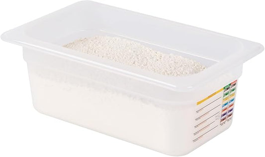 Restaurantware Food Pans Pack of 10 Plastic Rectangle Food Containers 1/4 Size with Traceability Label, Storage Containers Dishwashable Hot Cold Friendly for Restaurants Buffet Commercial Use
