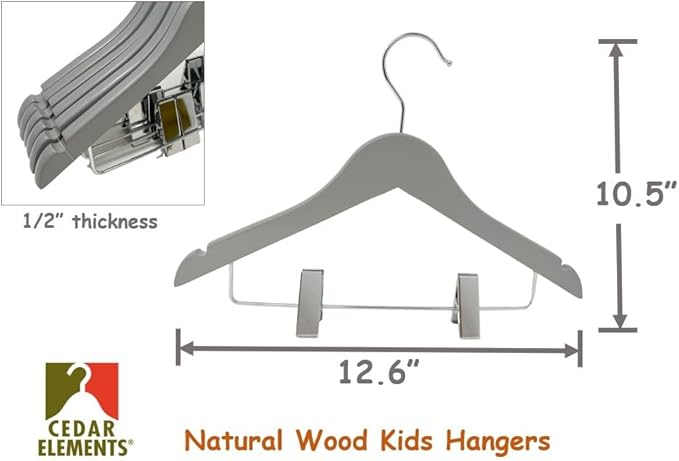 Kids Hangers with Metal Clips Pant Bar 4T-10 (Paloma Grey)