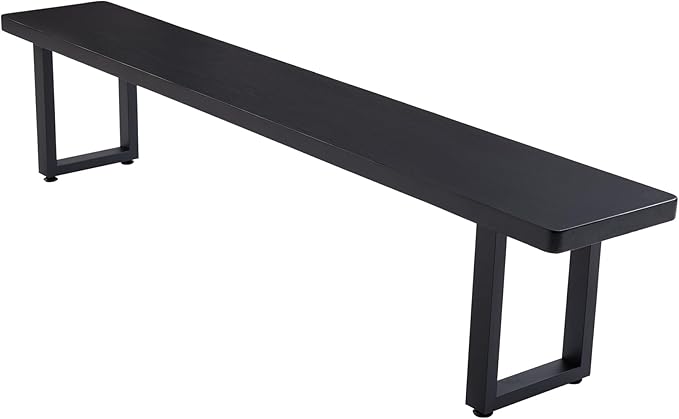 Black Bench Wooden Bench with Metal Legs Suitable for Dining Room Living Room Office Conference Room Indoor Stool Multiple (70.87in)