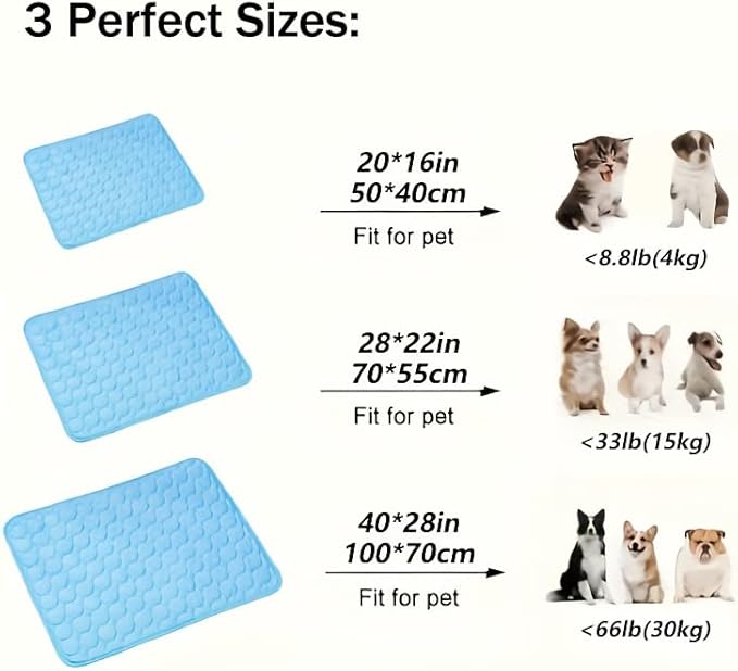 Dog Cooling Mat for Indoor & Outdoor - Reversible Pet Coolings Pad with Ice Silk, 3 Sizes (XS-L) - Cooling Blanket for Dogs & Cats (Blue, X-Small)