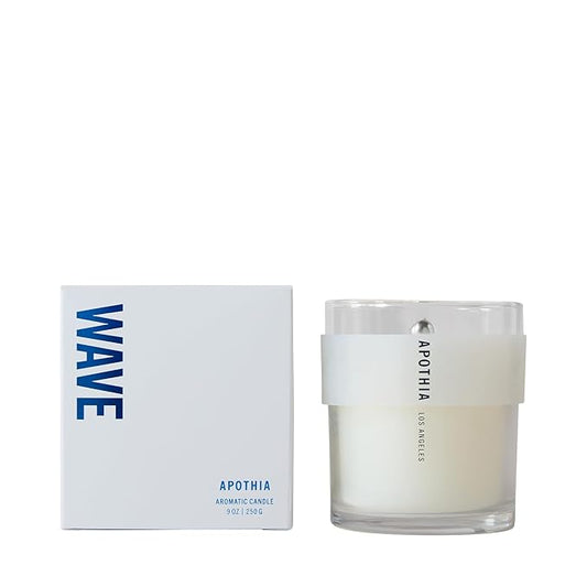 APOTHIA - Wave Candle | White Grapefruit & Salty Ozone | Award Winning Scented Candles with Premium Soy Wax Blend I 60 Hour Long Burning I 9 oz I Small Batches for Luxury Quality in Decorative Jar