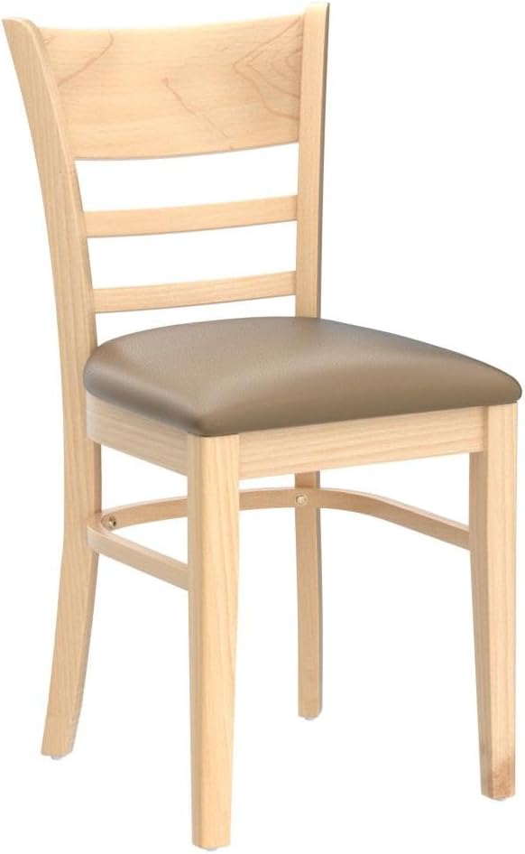 Livinia Cabin Dining Chair Set of 2, Solid Malaysian Oak PU Leather Upholstered Cushion Seat Wooden Ladder Back Side Chairs (Natural-Oak) Assembly Required