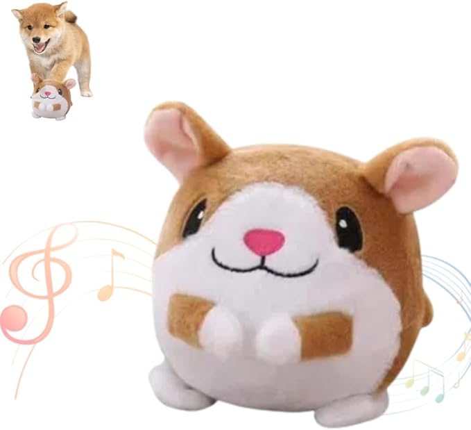 Active Plush Toy, Interactive Squeaky Moving Pet Toys for Small to Medium Dogs, Bouncing Washable (Hamster)
