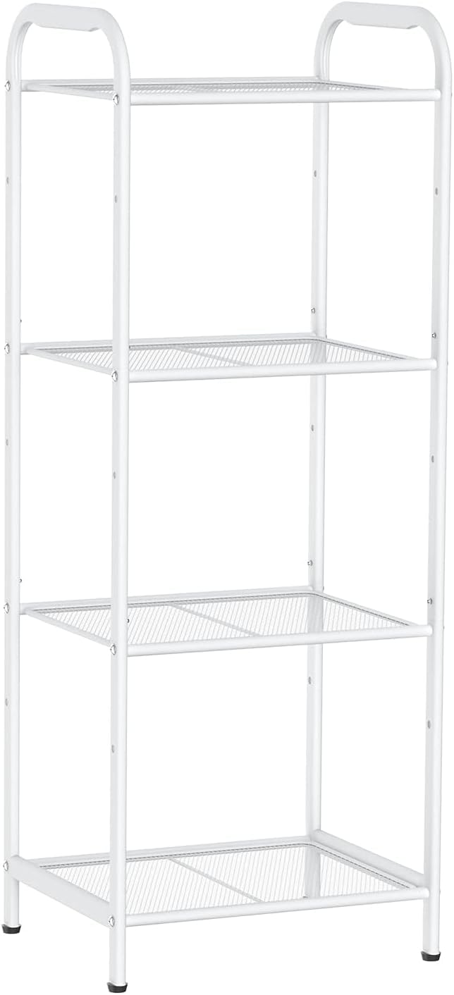 MAX Houser Storage Rack with Shelf,Industrial Style Extendable Plant Stand, Standing Shelf Units for Kitchen, Bathroom, Office,Living Room, Balcony, Kitchen (White, 4 Tier)