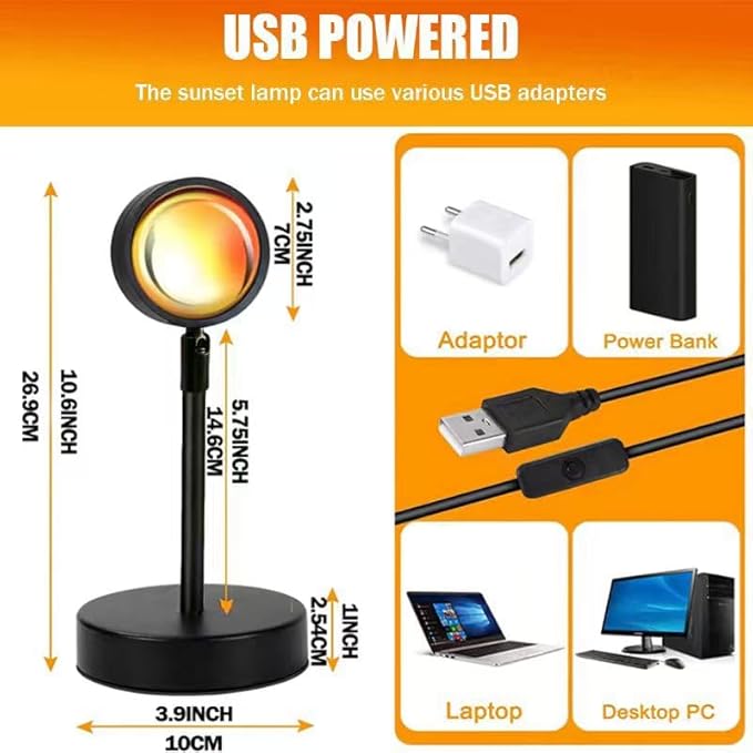 Sunset Lamp Projector Led Lights for Bedroom Night Light RGB Lights Sun Sunlight Sunrise Lamp 10w 360° Rotation Mood Lighting Home/Room Decor Christmas Gifts for Women,Desktop Remote