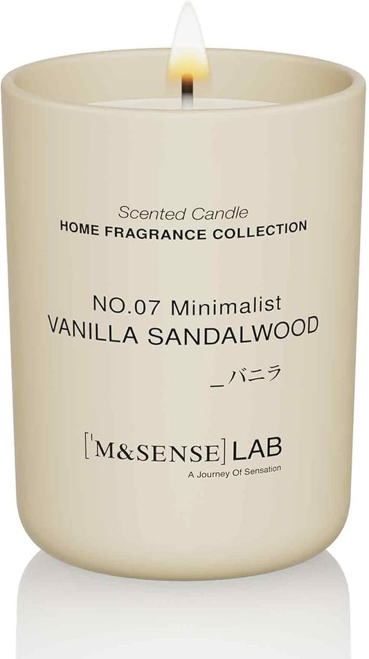 M&SENSE Natural Soy Candle| Vanilla Sandalwood | 8.82 oz, 50H Burn | Minimalist Christmas Scented Candle for Relaxation, Gifting, Home Décor | for Bedroom, Office, Party Medium