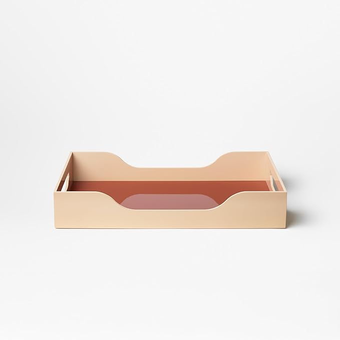 Printworks Lacquered Tray - Swell, Maroon/Pink L – Large Decorative MDF Piece with Handles for Coffee Table, Ottoman, or Vanity Display, 17.13" x 11.22"