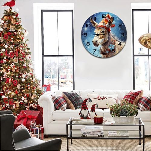 Donkey Wall Clock Large Silent Non-Ticking Battery Operated Modern Clocks for Living Room Decor/Bedroom/Office (12x12 in)