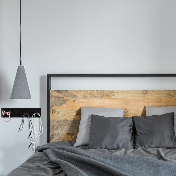 Picowe Key Holder for Wall Decorative, Adhesive Stainless Steel Key Hooks, Key Hanger Key Organizer for Wall, Towel Hook Coat Hanger for Entryway Hallway Kitchen(Four Rows,Black 1PCS)