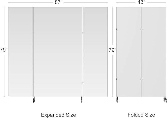 brisafe Full Length Mirror with 360° Wheels, 87"x79" Foldable Floor Mirror with Nano-Tech Shatterproof Film - Ultra-Large Mobile Mirror for Home Gym, Dance Studio & Commercial Spaces (Black)