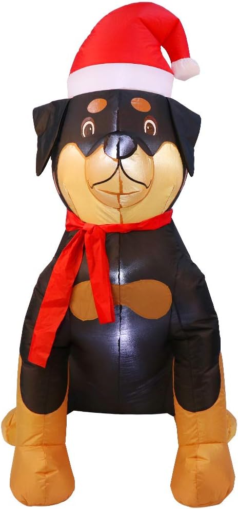 Outdoor Indoor Christmas Inflatable LED Lighted Rottweiler Dog Blow Up Holiday Yard Decoration