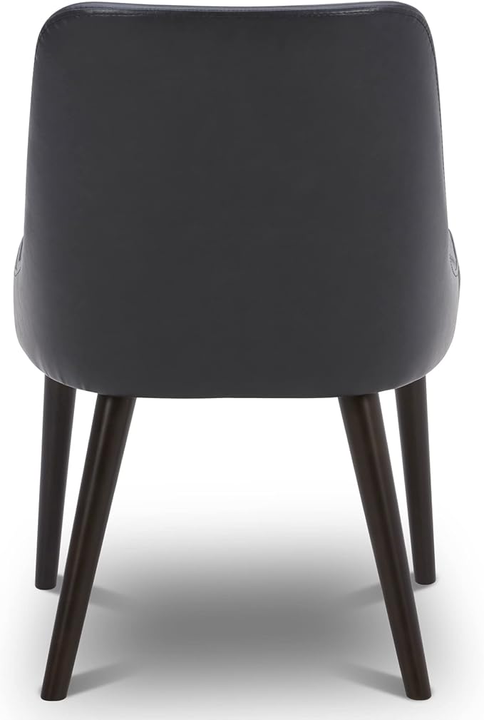 CHITA Mid-Century Modern Dining Chair, Upholstered Fabric Accent Chairs, Set of 2, PU Leather in Black (Dark Gray)