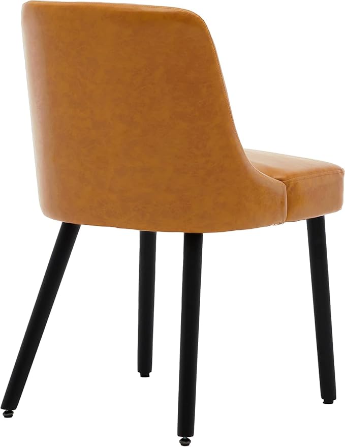 MINCETA Dining Chair,Morden Wood Leg Upholstered Kitchen Chair Set of 6,PU in Brown