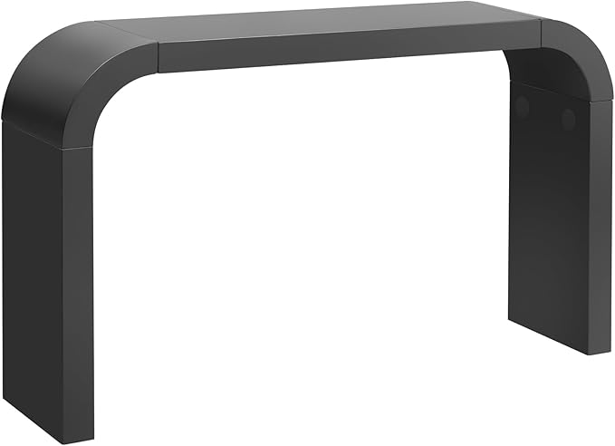 52" Curved Console Table for Entryway Modern Long and Narrow Foyer Table Behind Couch for Corridor Living Room Wood (Black)