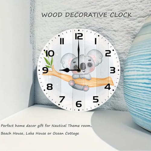 Wall Clock,Koala Kitchen Decor and Accessories, Decorative Battery Operated Clocks for Living Room Bedroom Bathroom Farmhouse 12 Inch
