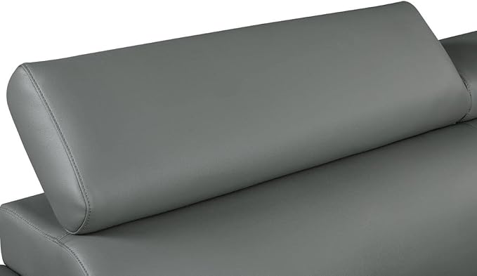 Blackjack Furniture 4571 Veal Collection Genuine Leather Couch for Living Room, Elegant Modern Design with Adjustable Headrests and Durable Wood Frame, Sofa, 86", Gray