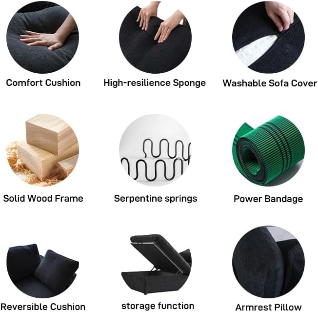 Cloud Couch Modular Sectional Sofa with 2 Storage Ottomans,160.6" U Shaped Couch,6 Seater Minimalist Wide Deep Seat Convertible Couches, Covers Washable&Replaceable,Black