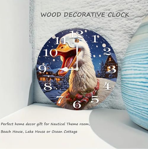 Christmas Goose Wall Clock Large Silent Non-Ticking Battery Operated Modern Clocks for Living Room Decor/Bedroom/Office (12x12 in)