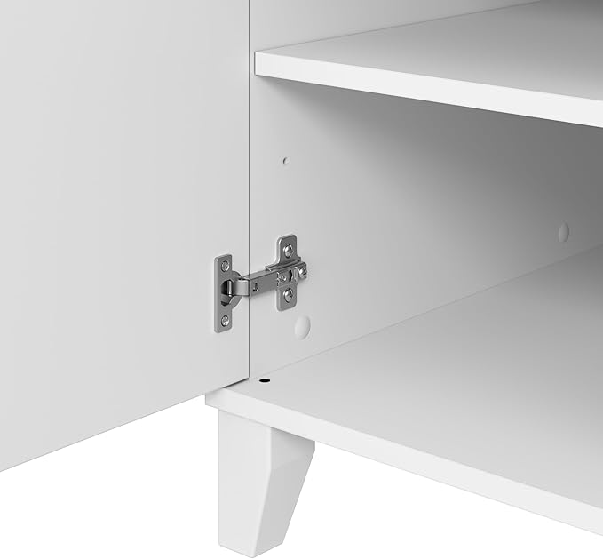 Bush Furniture Somerset 54W Office Desk with Drawer and Cabinet in White, Computer Table with Storage for Home Office Workspace