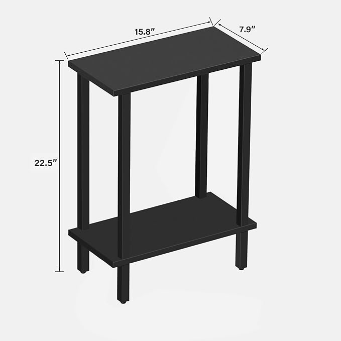 TUTOTAK Small Side Table, Narrow End Table, Skinny Sofa Table, Slim Nightstand, Couch Table, Living Room, Bed Room, Black TB01BK062