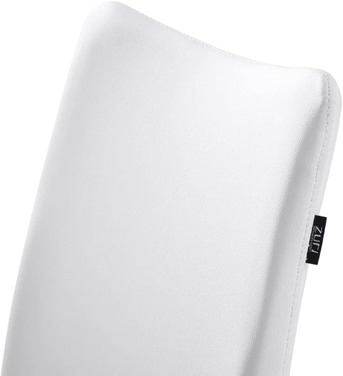 ZURI Modern Jordan Dining Chair in White Leatherette and Polished Stainless Steel Base