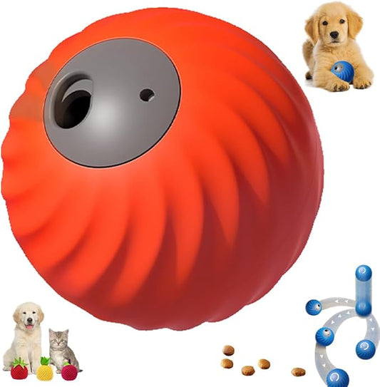 Smart Interactive and Treat Dispenser Auto Rolling Ball, Dual Modes,USB-C Rechargeable, Durable Pet Safe Design,for Small Or Medium Dogs and Cat (Orange)