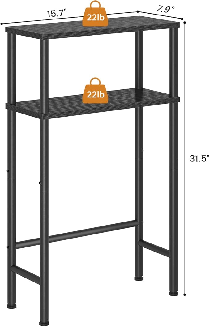 Narrow Console Table, 15.7" Small Entryway Table, 2-Tier Sofa Table with Storage, Skinny Console Tables for Entryway, Hallway, Bedroom, Living Room, Foyer, Black