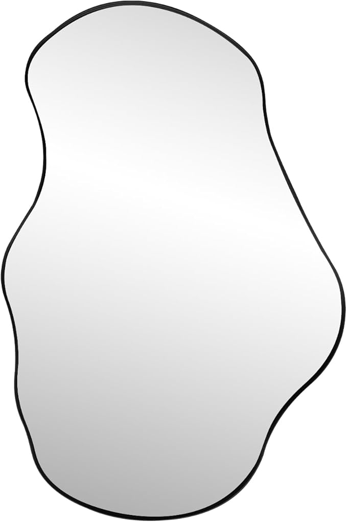 Irregular Shaped Mirror, 30"x20" Asymmetrical Mirrors with Metal Frame, Abstract Wall Mirrors Decorative, Modern Funky Mirror for Living Room Bathroom Bedroom Hallway Entryway Fireplace