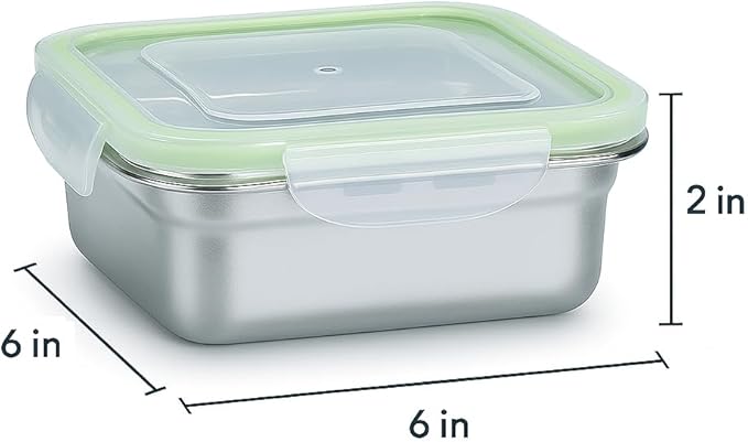 Set of 3 Stainless Steel Sandwich Containers - Food Grade Metal Base with a BPA Free Leakproof & Airtight Silicone Seal Lid. Great for Sandwiches, Snacks, Meal Prep & Food Storage
