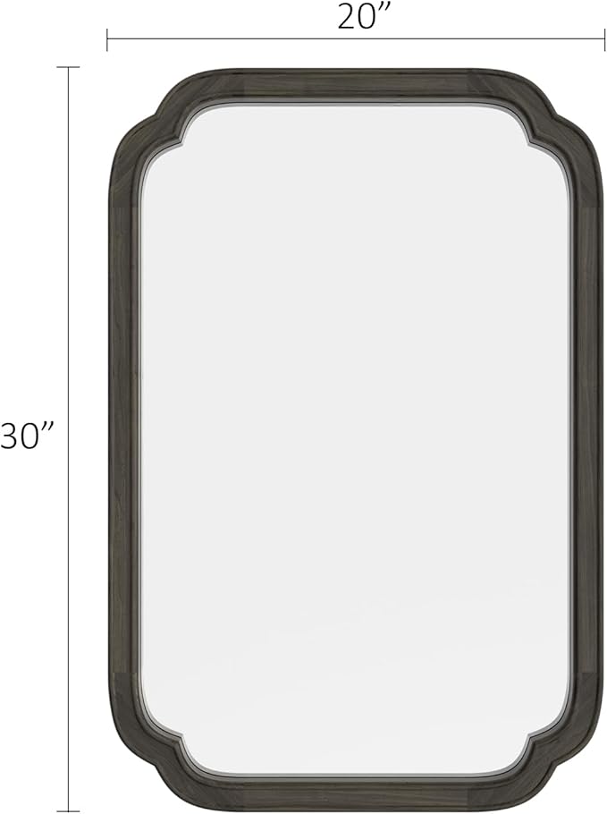 HOMECOOKIN Wood Bathroom Mirrors for Wall Mounted, 20" x 30" Rustic Wood Frame Wall Mirrors Decorative for Living Room or Bedroom Vanity Mirror (Black) A
