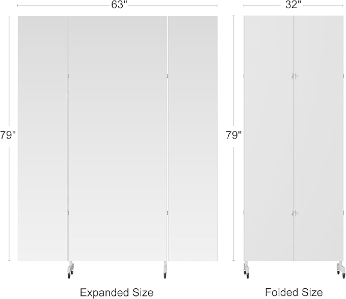 brisafe Full Length Mirror with 360° Wheels, 63"x79" Foldable Floor Mirror with Nano-Tech Shatterproof Film - Ultra-Large Mobile Mirror for Home Gym, Dance Studio & Commercial Spaces (Black)