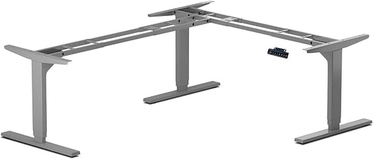 Standing Desk Corner Frame. Adjustable Height and Width Legs with Triple Electric Motors for Home Office L Shaped Desk FLT-05 Grey